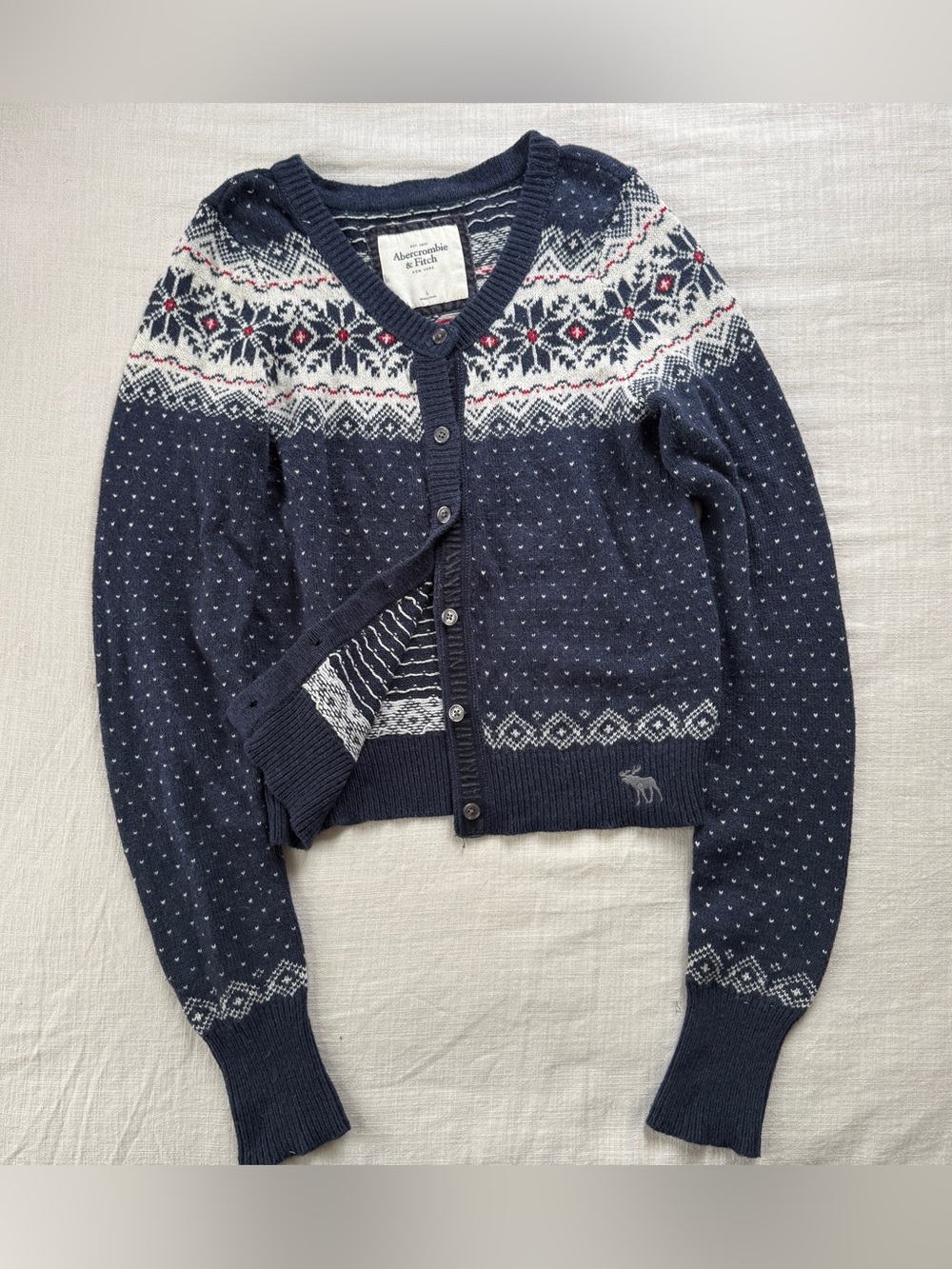 Vintage Y2K Abercrombie & Fitch Fair Isle Rabbit Hair Cardigan L